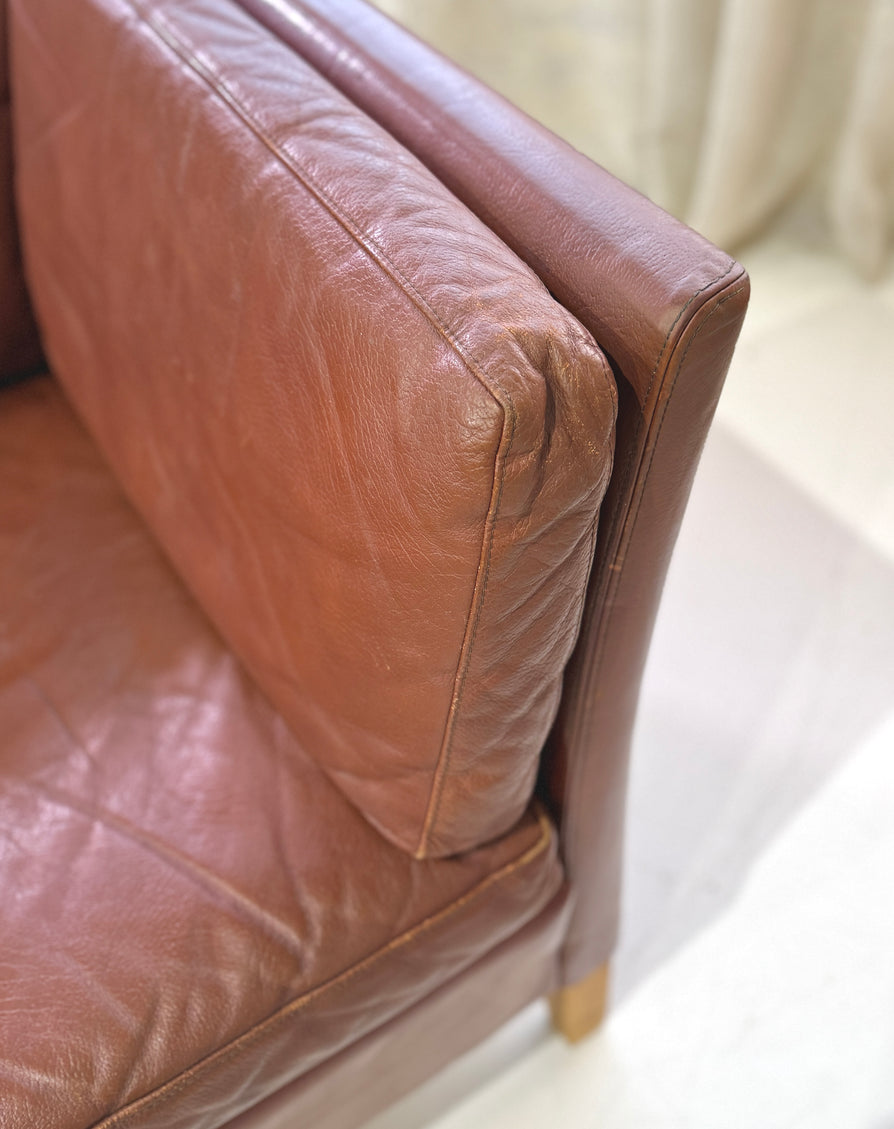 Danish Two Seater Sofa in a Blood Red Leather