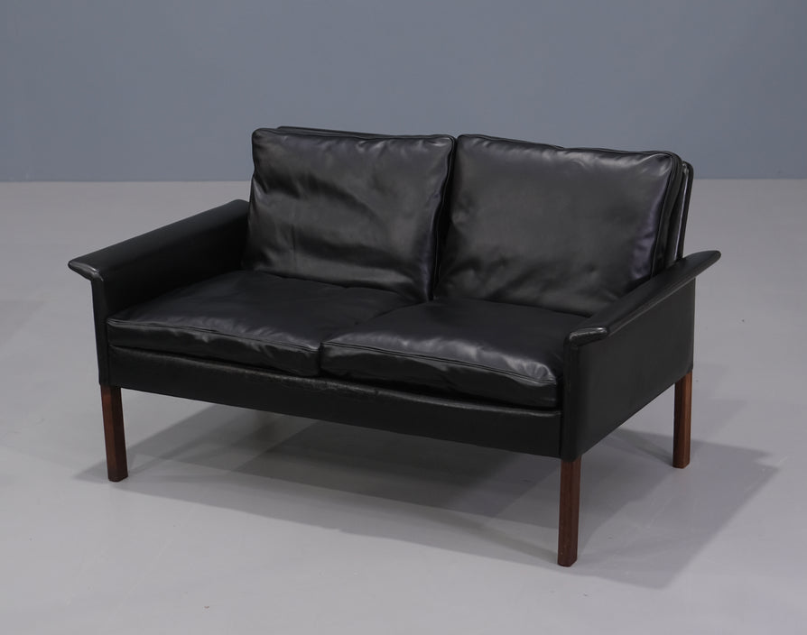 Hans Olsen Two Seater Sofa in Black Leather