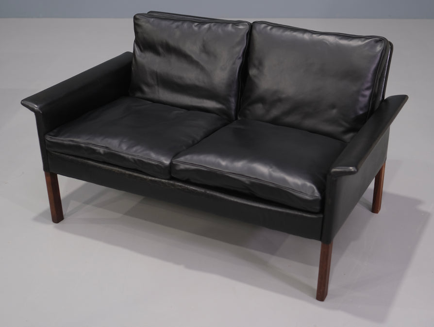 Hans Olsen Two Seater Sofa in Black Leather
