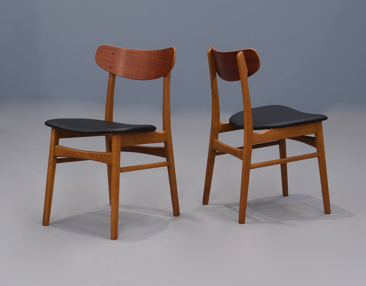 Six Danish Dining Chairs in Oak & Teak