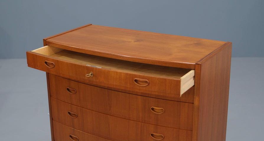 Large Bow-Front Tallboy in Teak