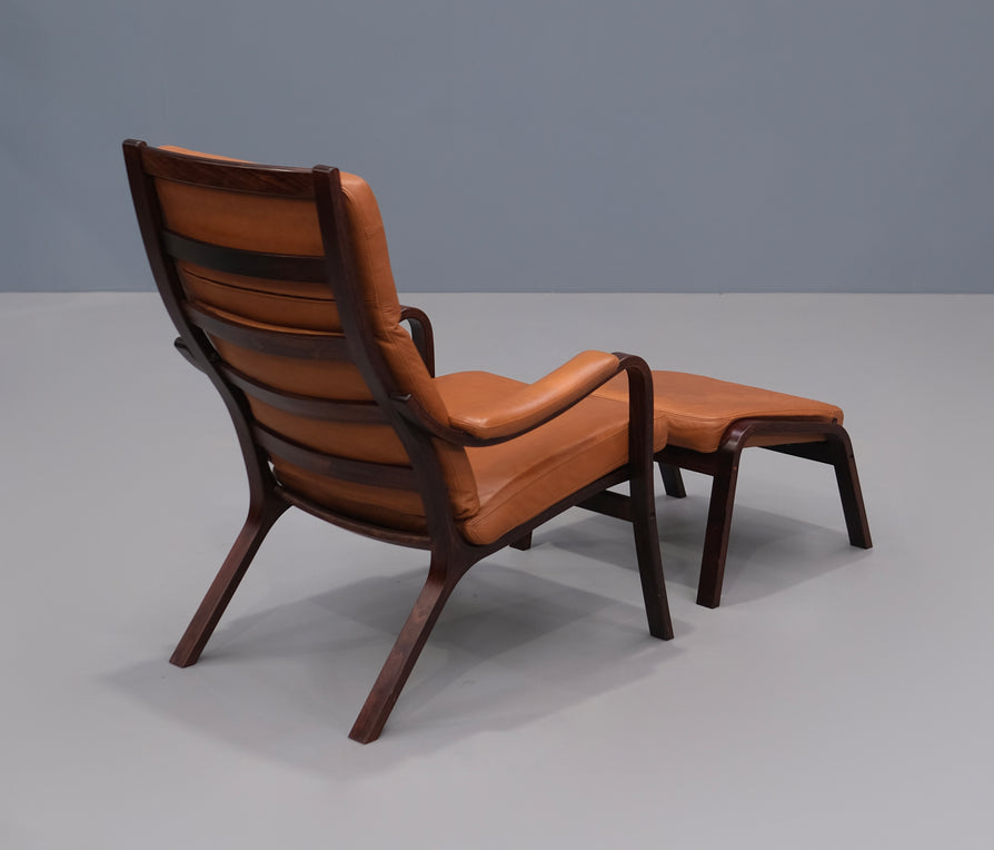 High-Back Bentwood Lounge Chair with Footstool