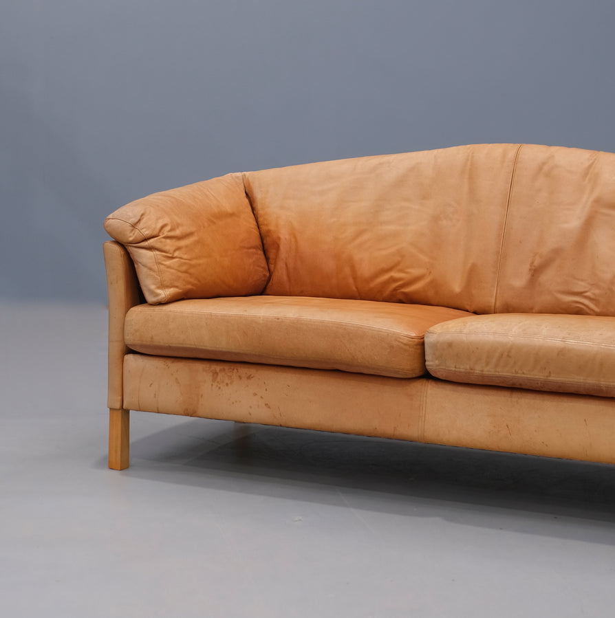 Danish Sofa in Tan Leather