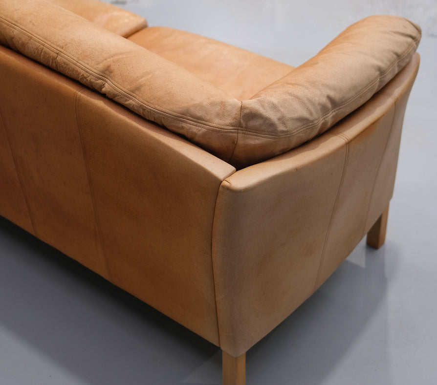 Danish Sofa in Tan Leather