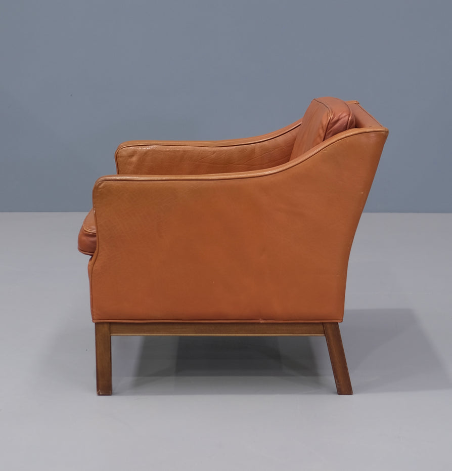 Danish Lounge Chair in Cognac Leather
