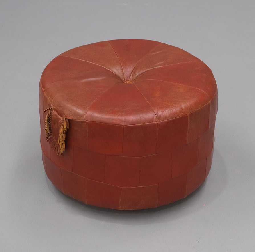 Mid-Century Pouffe in Leather