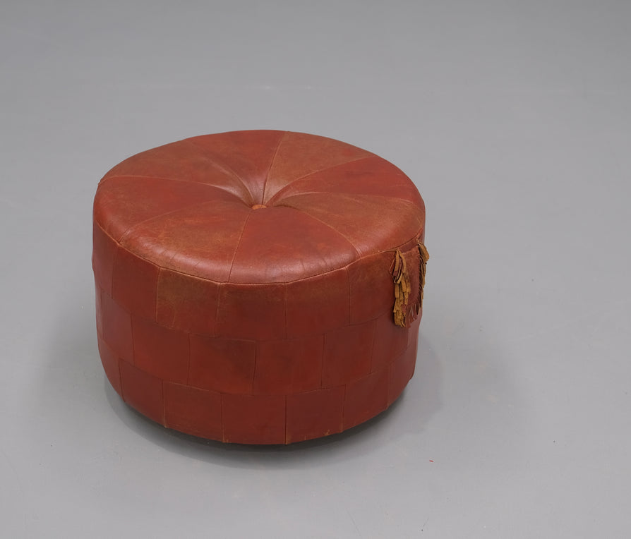 Mid-Century Pouffe in Leather