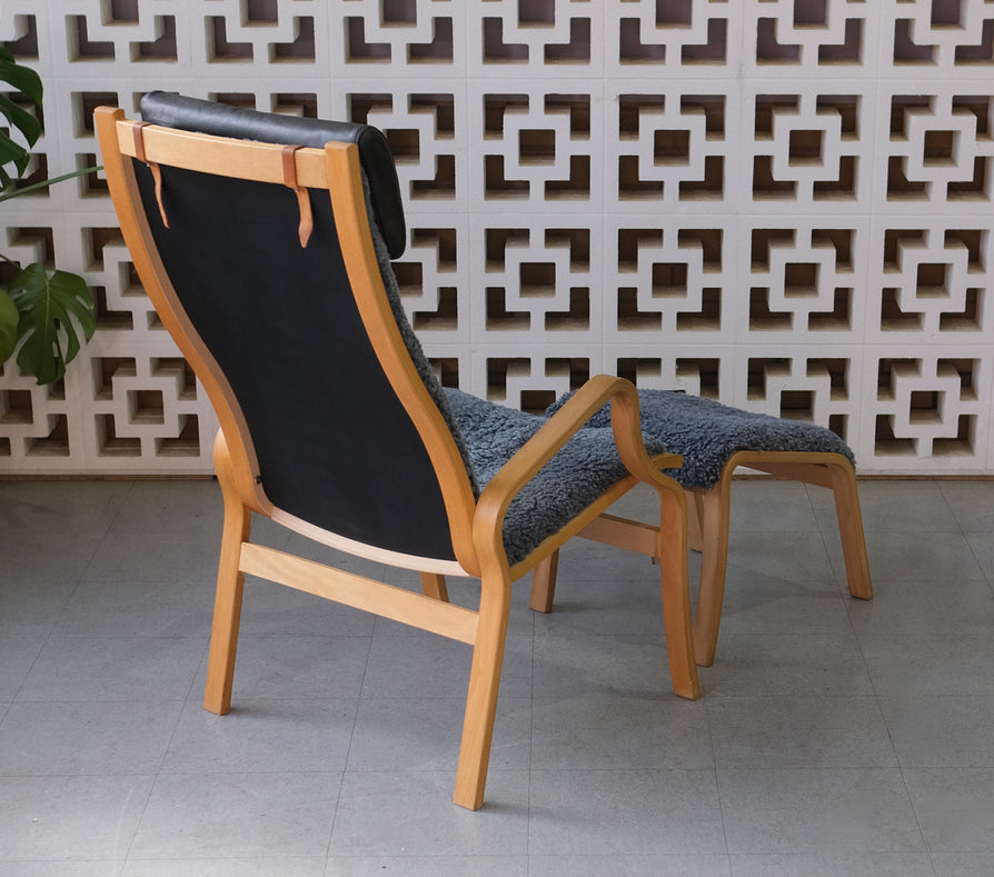 Finn Østergaard High-Back "Albert" Lounge Chair with Footstool