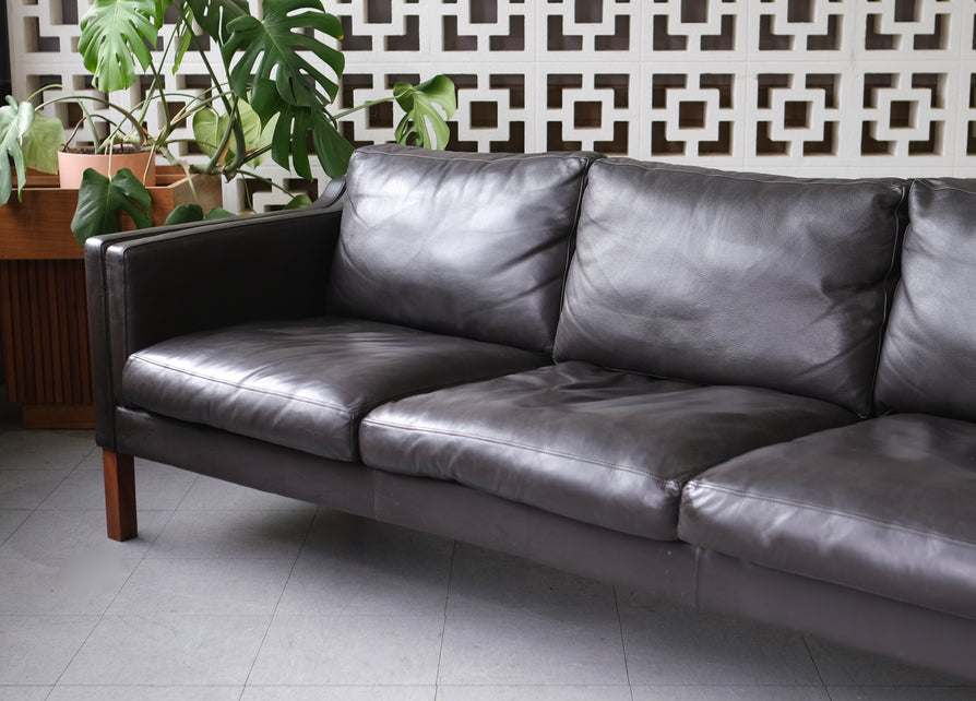 Danish Three-Seater Sofa in Leather