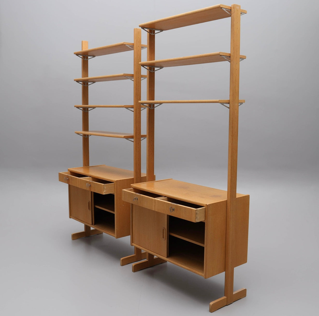 Pair of Standalone Swedish Bookcase Units in Oak
