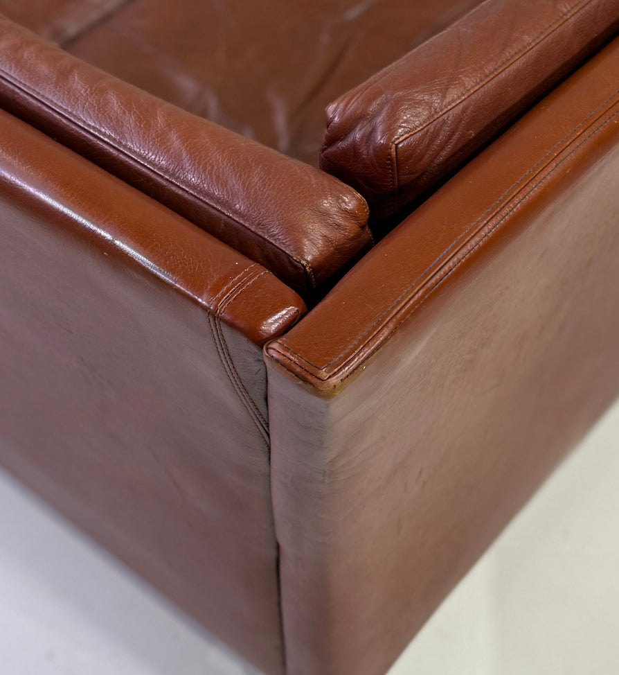 Danish Two Seater Sofa in a Blood Red Leather
