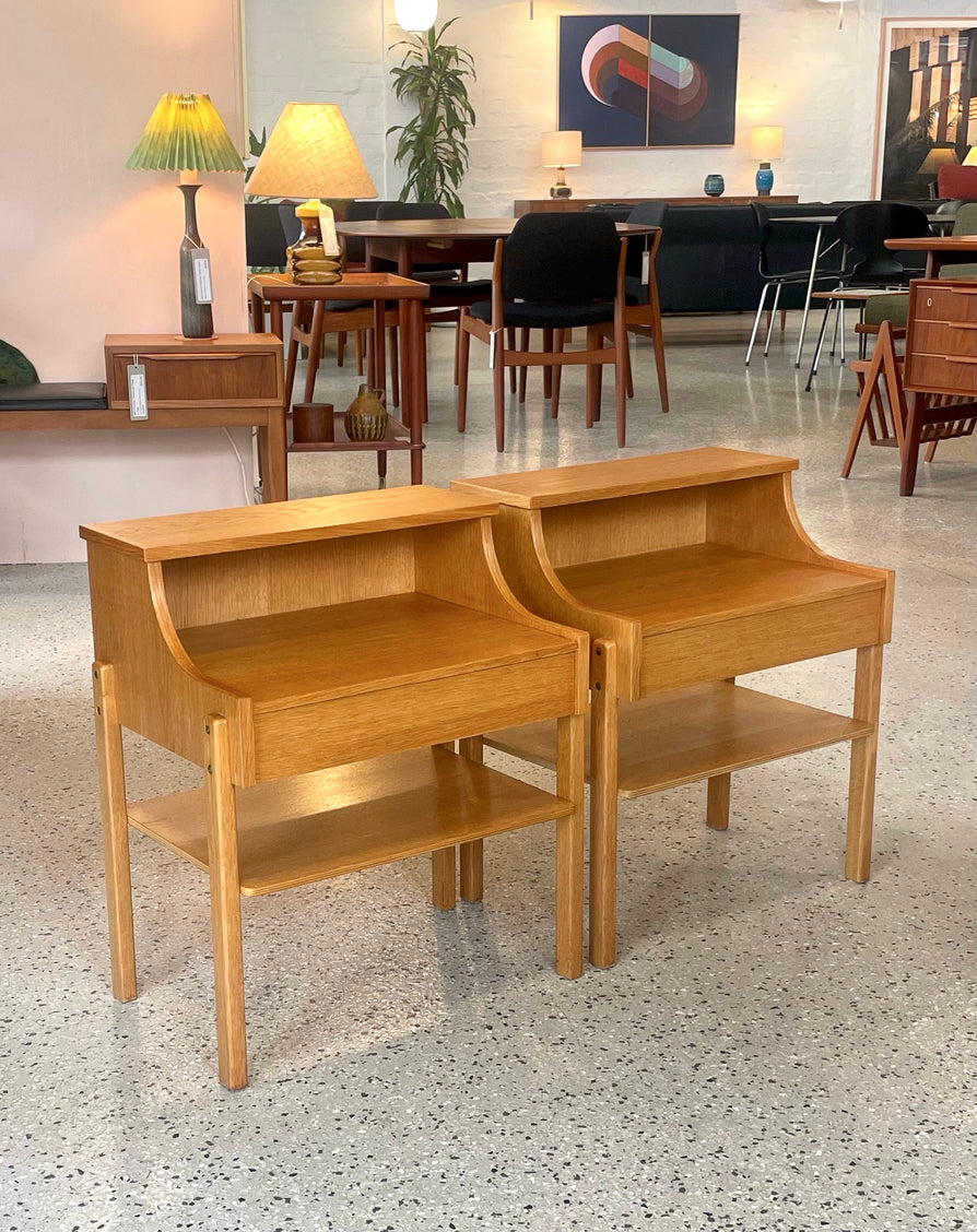 Pair of Swedish Bedside Tables in Oak