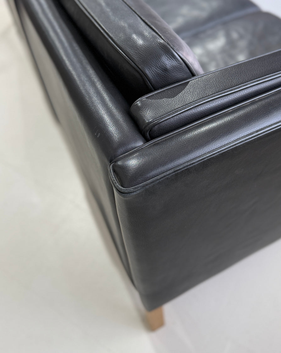 Danish Three-Seater Sofa in Black Leather by Stouby