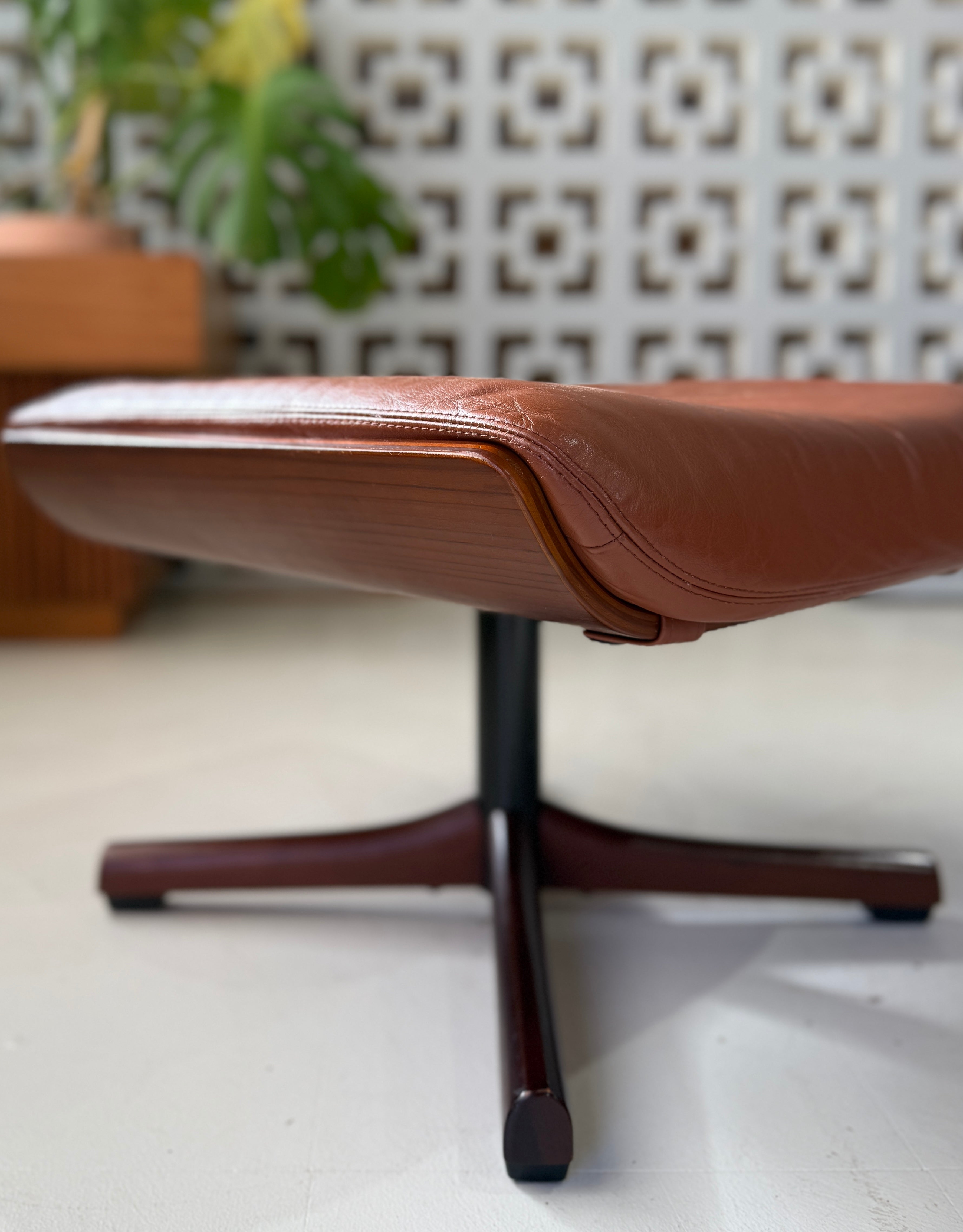 Tessa T21 Swivel Footstool in Tan Leather