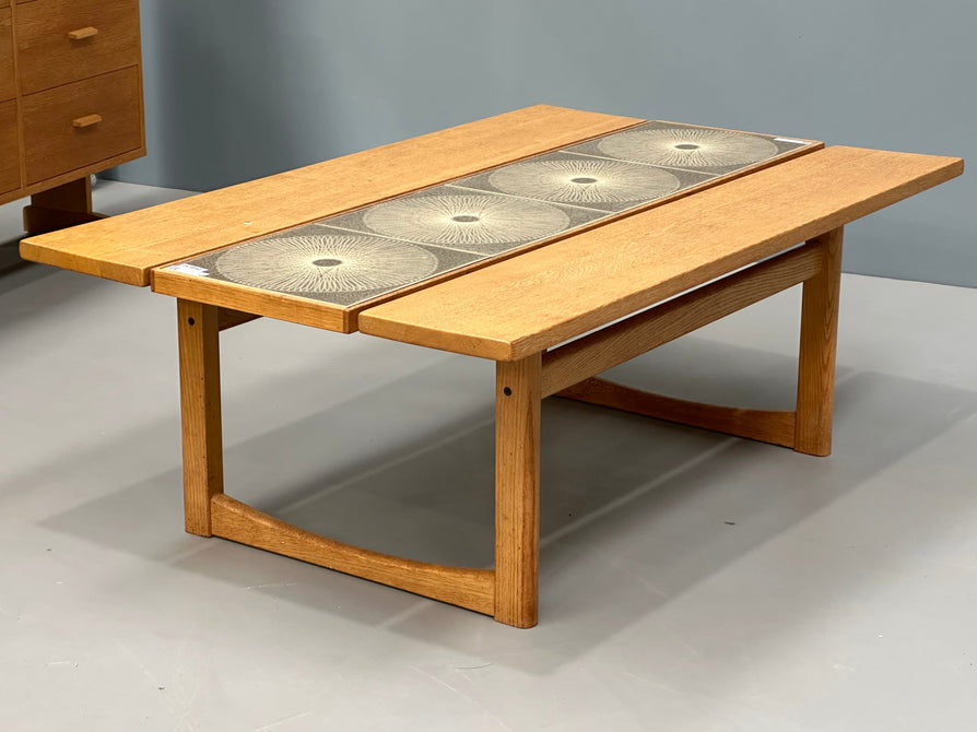 Danish Coffee Table in Oak and with a Tile Strip