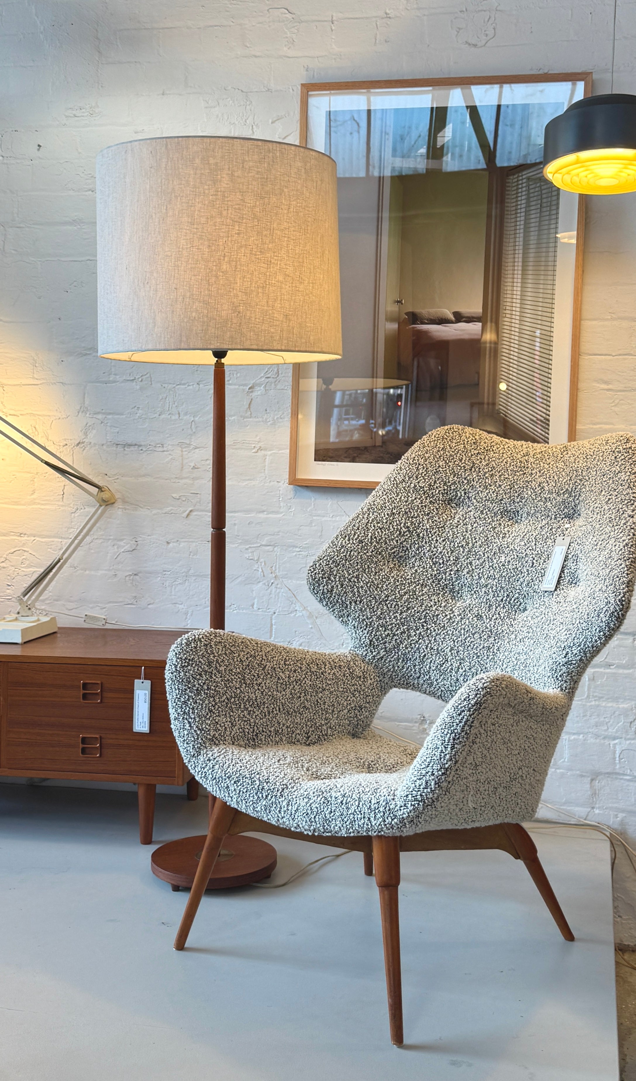 Danish Floor Lamp in Teak & Brass