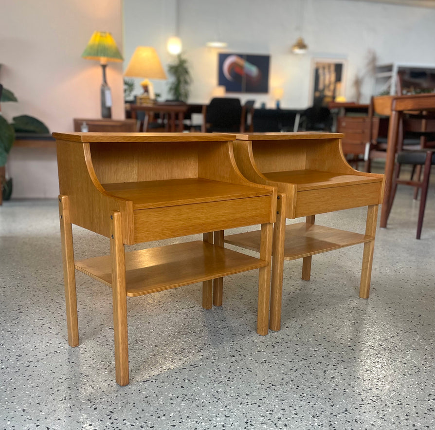 Pair of Swedish Bedside Tables in Oak