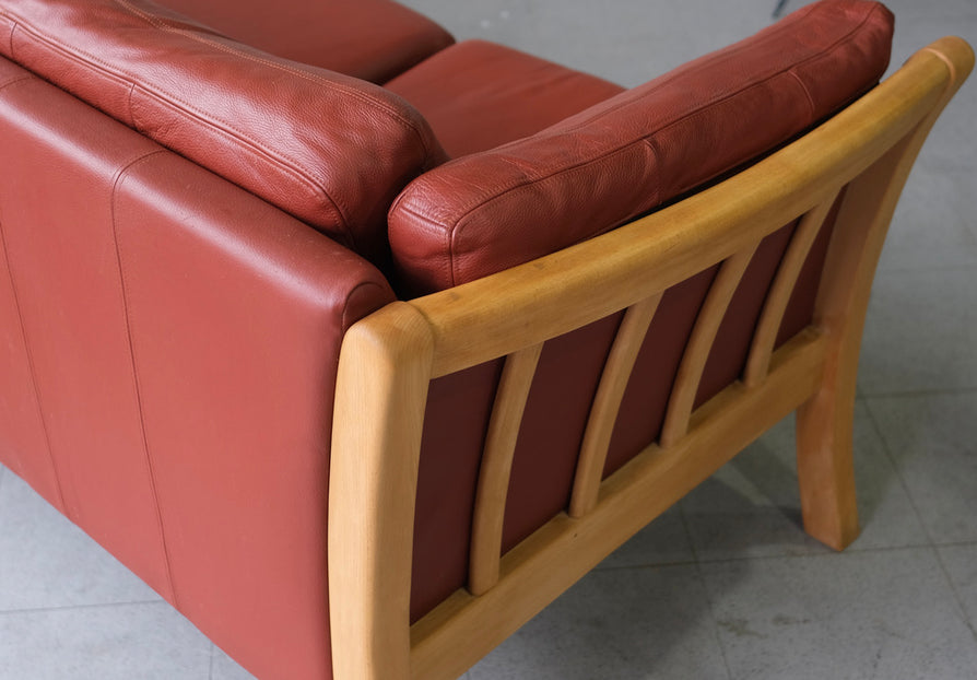 1990s Danish Three Seater Sofa in a Red Leather
