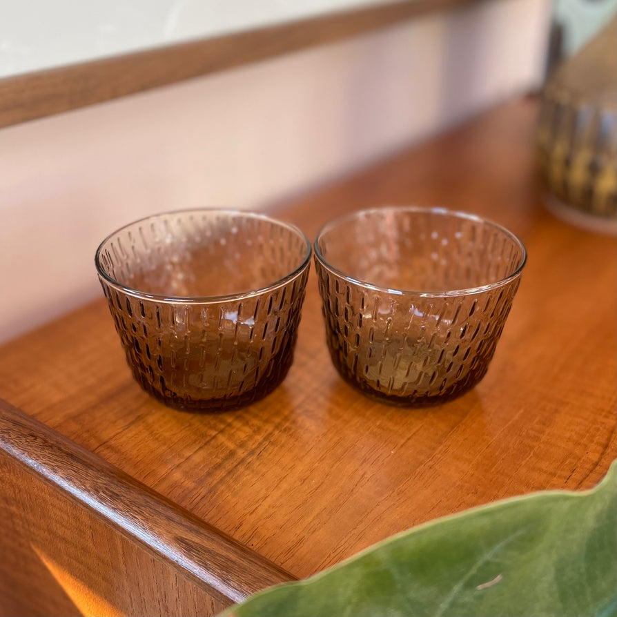 Marimekko Syksy Pair of Glass Tumblers (Amber Brown)