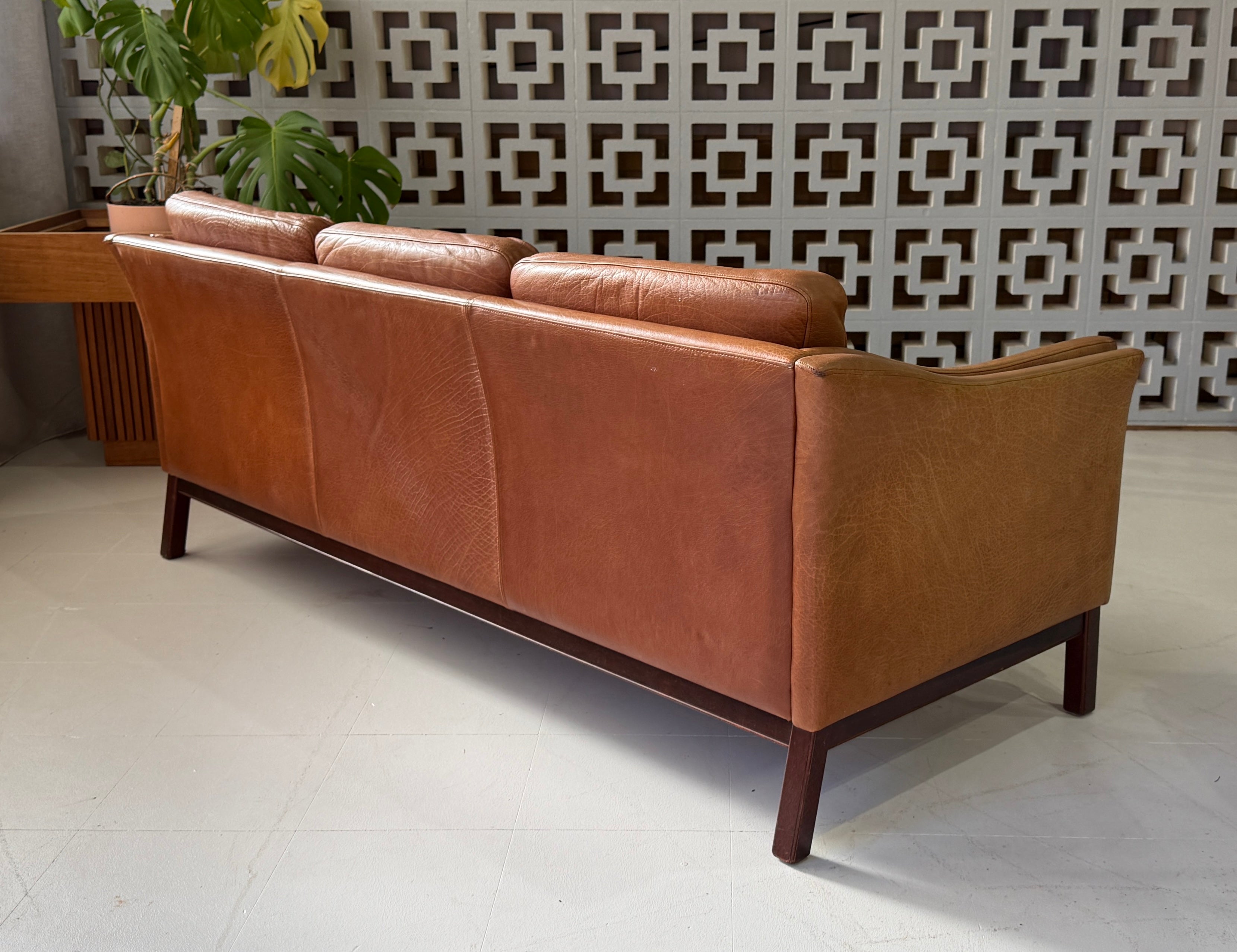 Three Seater Sofa in Tan Leather