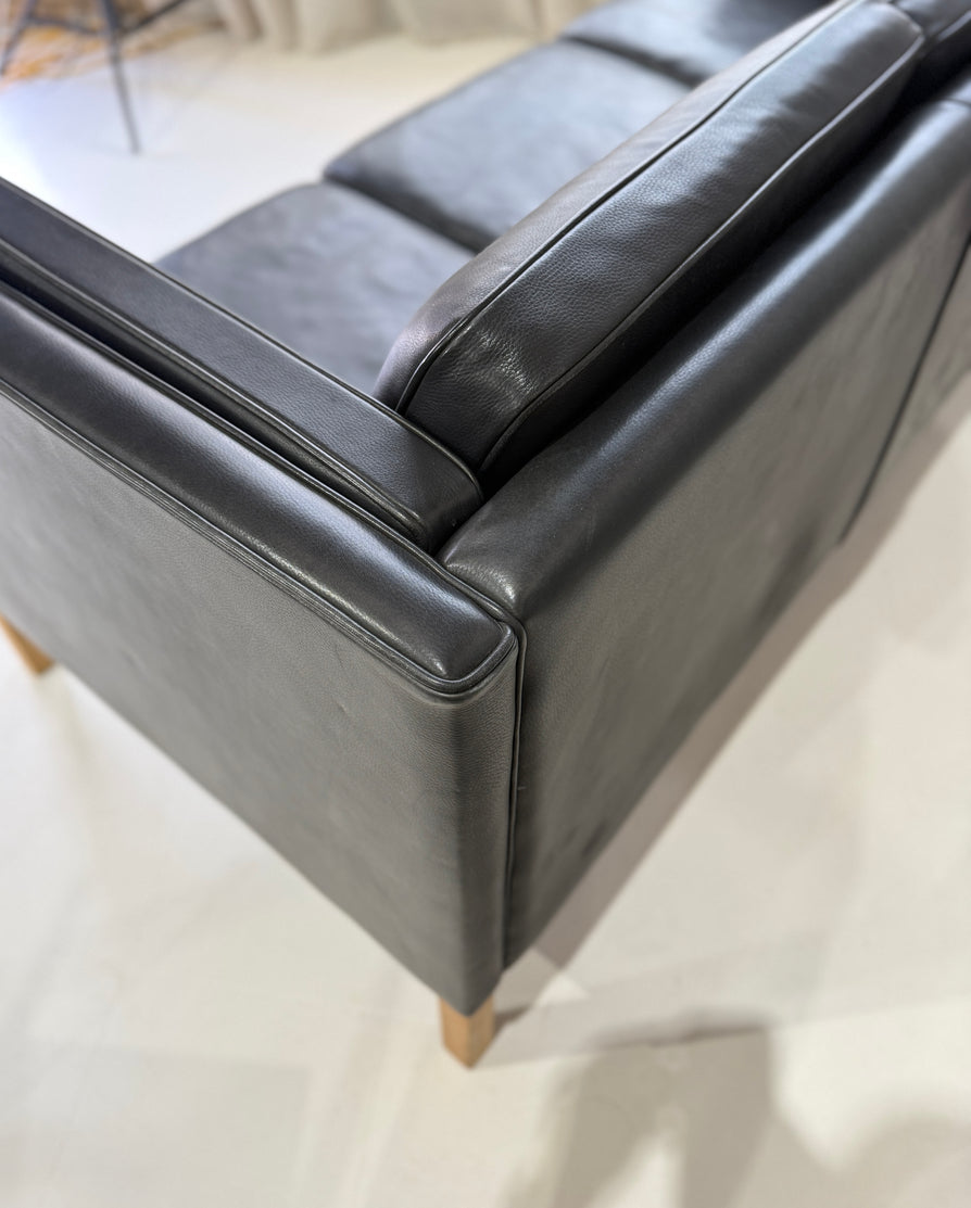 Danish Three-Seater Sofa in Black Leather by Stouby