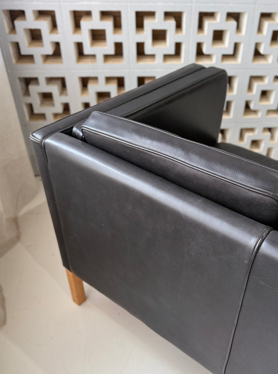 Danish Three-Seater Sofa in Black Leather by Stouby