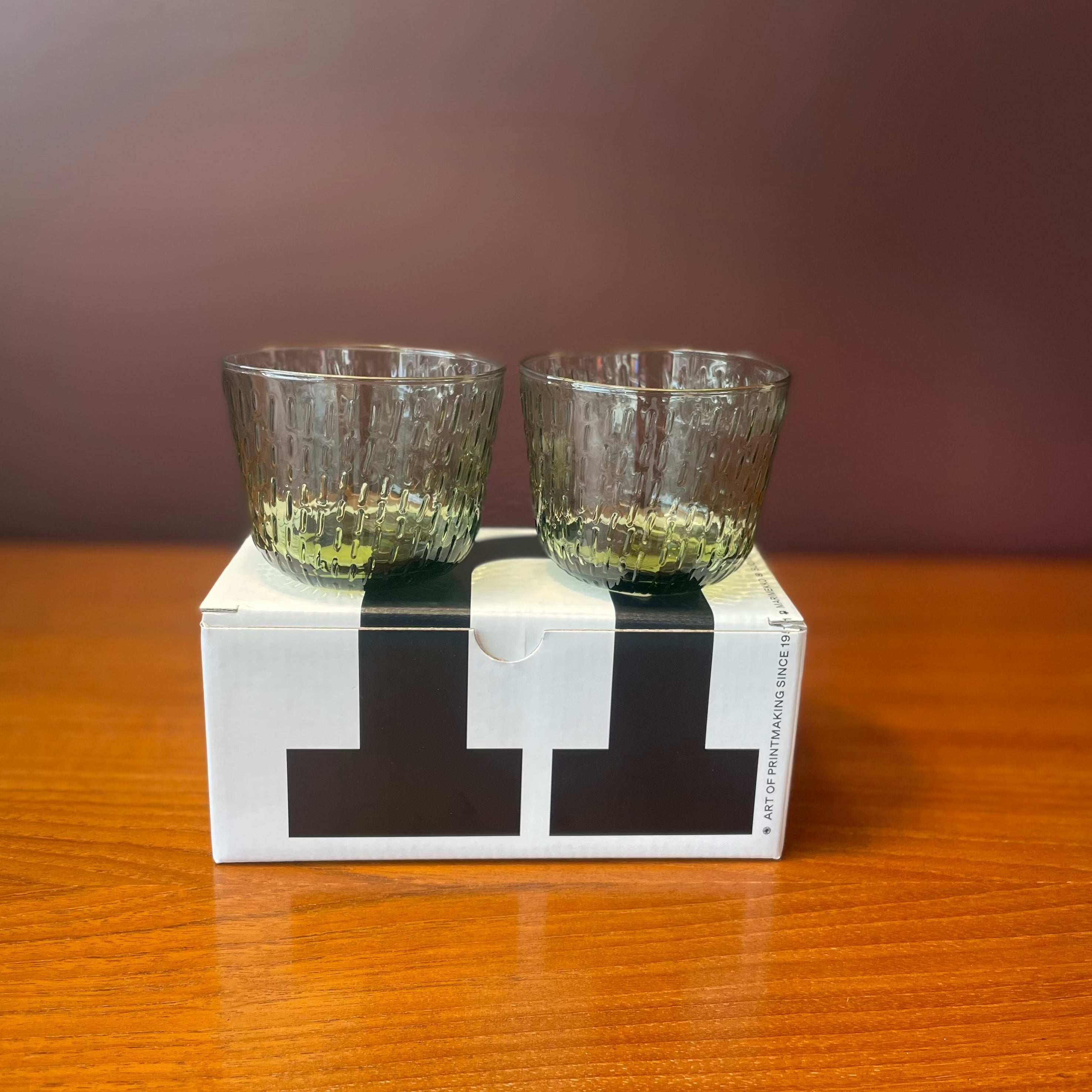 Marimekko Syksy Pair of Glass Tumblers (Olive)