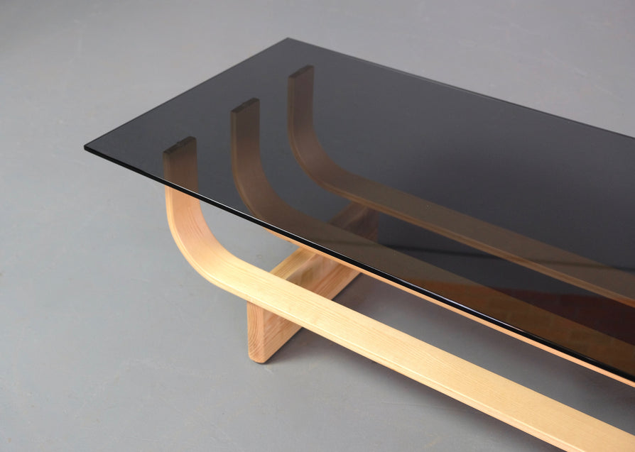 TH Brown Aquarius Coffee Table in Clear Ash & Smoked Glass