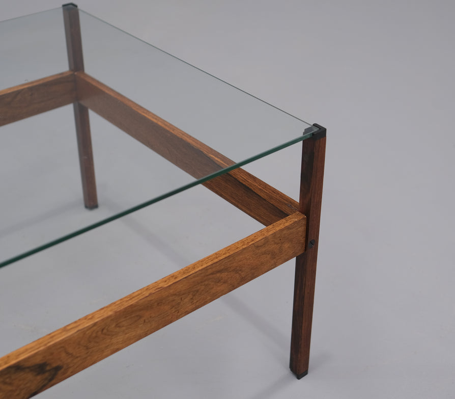 Danish Corner  / Coffee Table in Rosewood & Glass