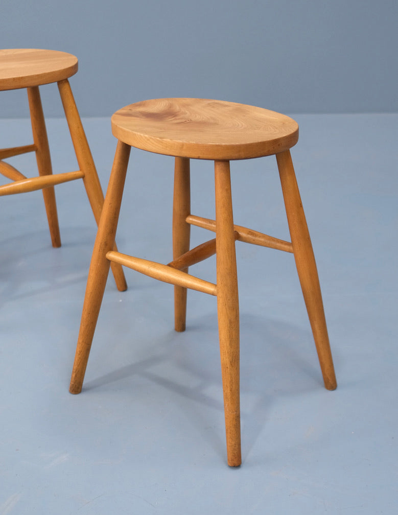 Set of Four Ercol Stools in Elm