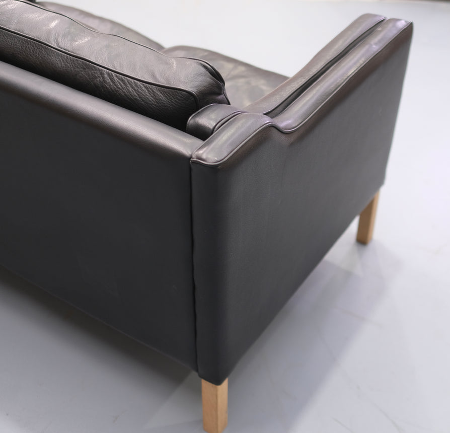 Classic Danish Sofa in Black Leather