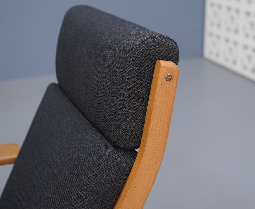 Hans Wegner High-Back GE290 Plank Chair and Footstool in a Kvadrat Wool