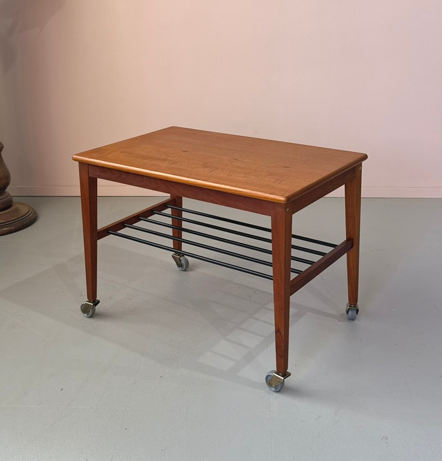 Danish Side Table in Teak on Castors