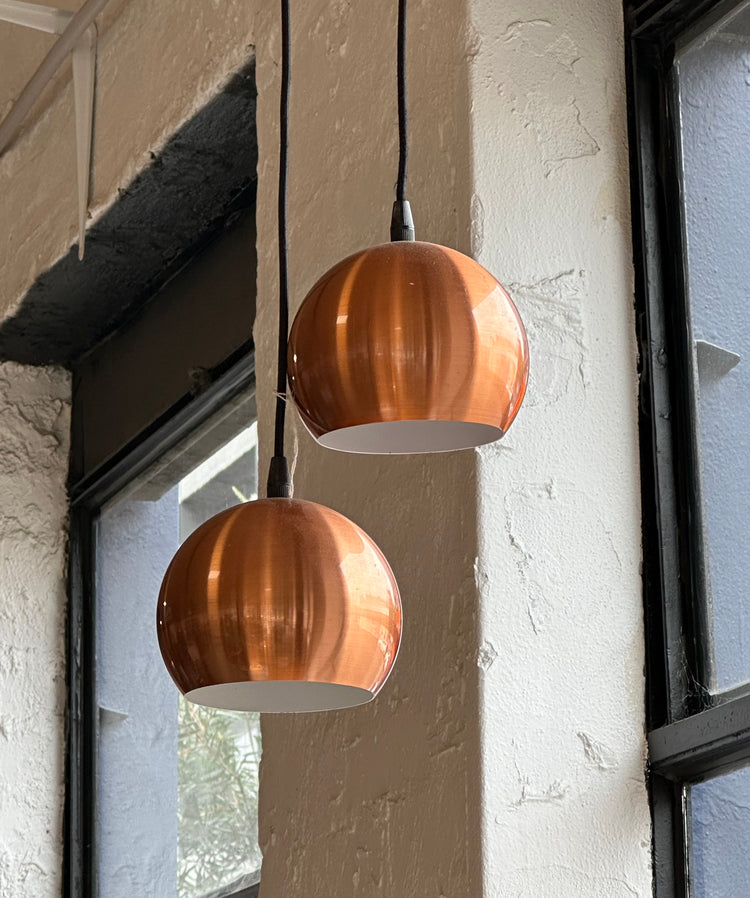 Pair of Copper Ball Lamps