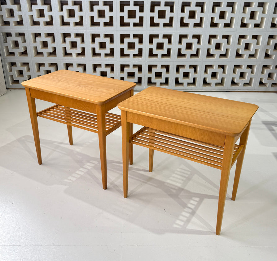 Pair of Swedish 1950s Bedside Tables in Beech