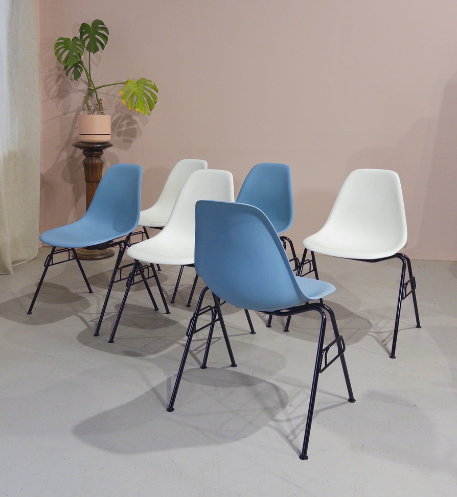 Set of Six Eames for Herman Miller Plastic Shell Chairs