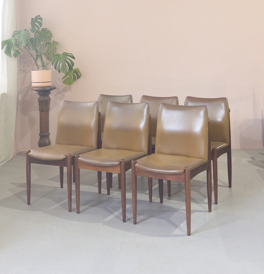 Six Rodd "Slab" Dining Chairs in Original Vinyl