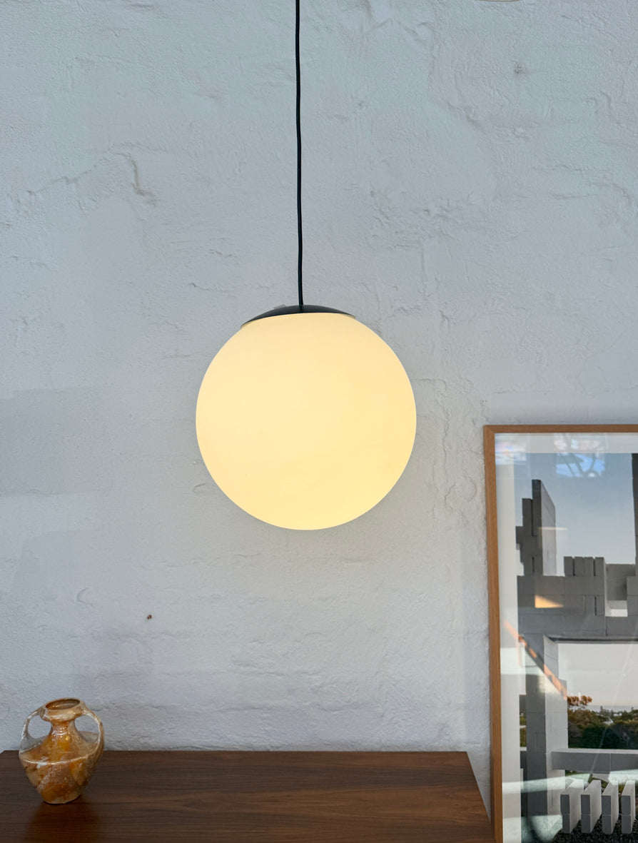 Mid-Century Ball Pendant in Frosted Glass