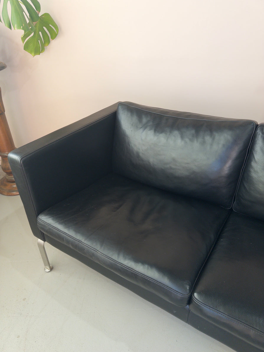 Okamura & Marquardsen 2.5 Seater Danish Sofa in Black Leather