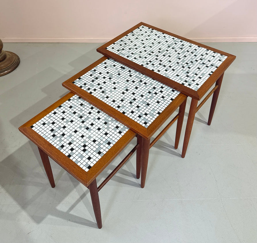 Danish Nest of Tile-Top Tables
