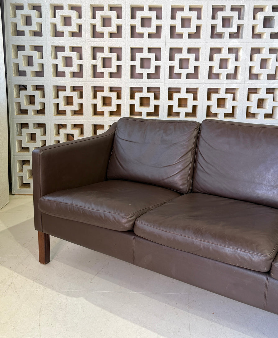 Danish Three-Seater Sofa in Leather
