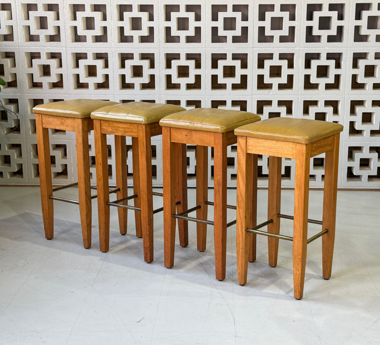 Set of Four Mid-Century Barstools