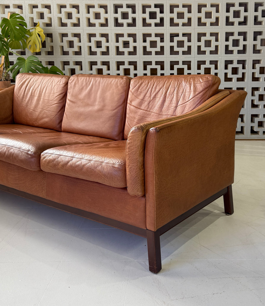 Three Seater Sofa in Tan Leather