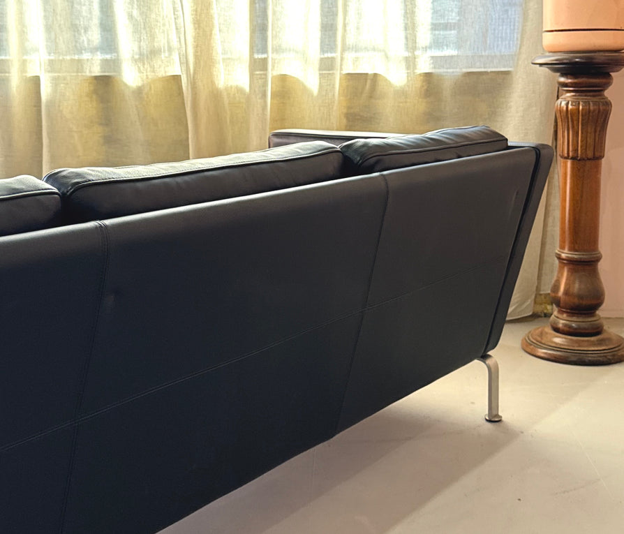 Okamura & Marquardsen Three Seater Danish Sofa in Black Leather