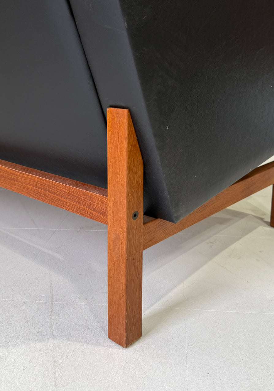 Swedish Three-Seater in Original Black Vinyl