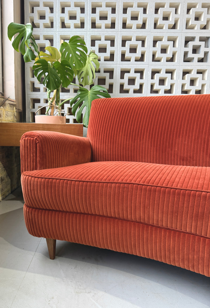 Mid-Century Curved Sofa in Kvadrat Corduroy