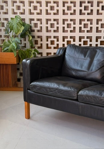 Two Seater Sofa by Stouby in Black Leather