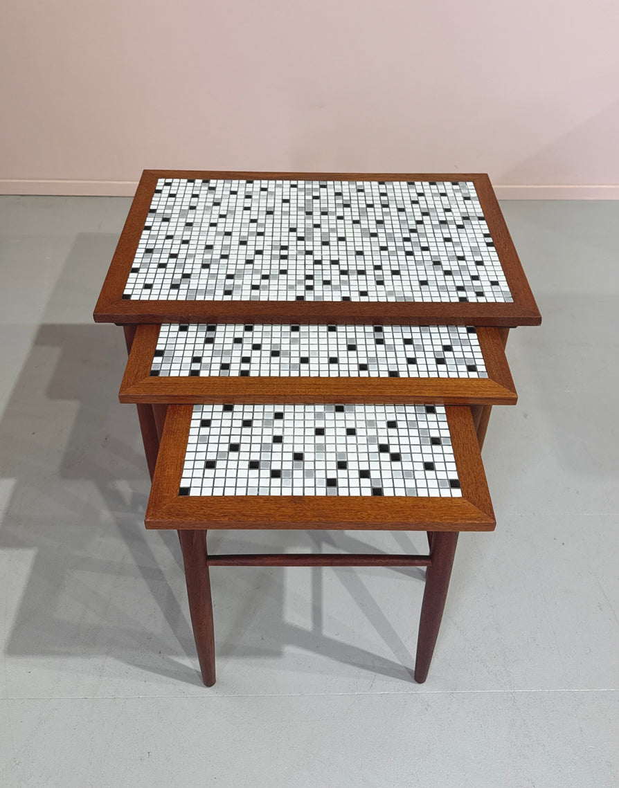 Danish Nest of Tile-Top Tables