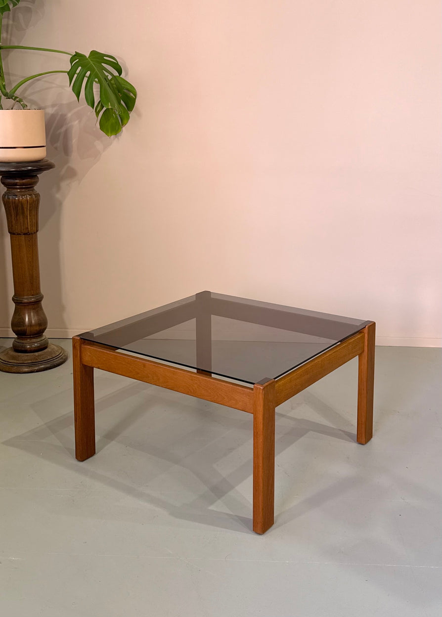 1970s Coffee Table in Blackwood & Glass