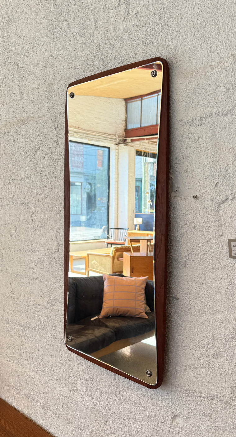 Danish Wall Mirror Set on a Teak Base